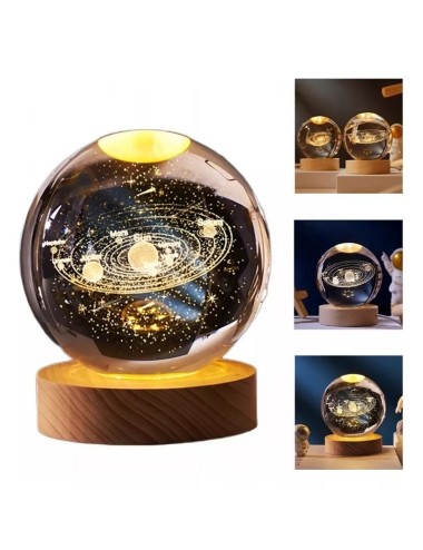 Lampara De Cristal Bola 3d Sistema Solar Planetas Cosmos