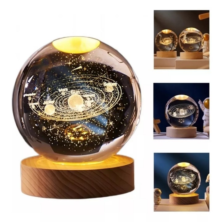 Lampara De Cristal Bola 3d Sistema Solar Planetas Cosmos