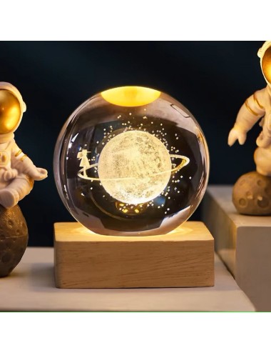 Lampara De Cristal Bola 3d Planeta Estrellas Niña Cosmos