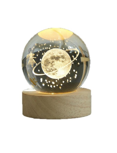 Lampara De Cristal Bola 3d Planeta Estrellas Niña Cosmos