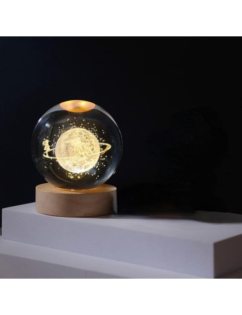 Lampara De Cristal Bola 3d Planeta Estrellas Niña Cosmos