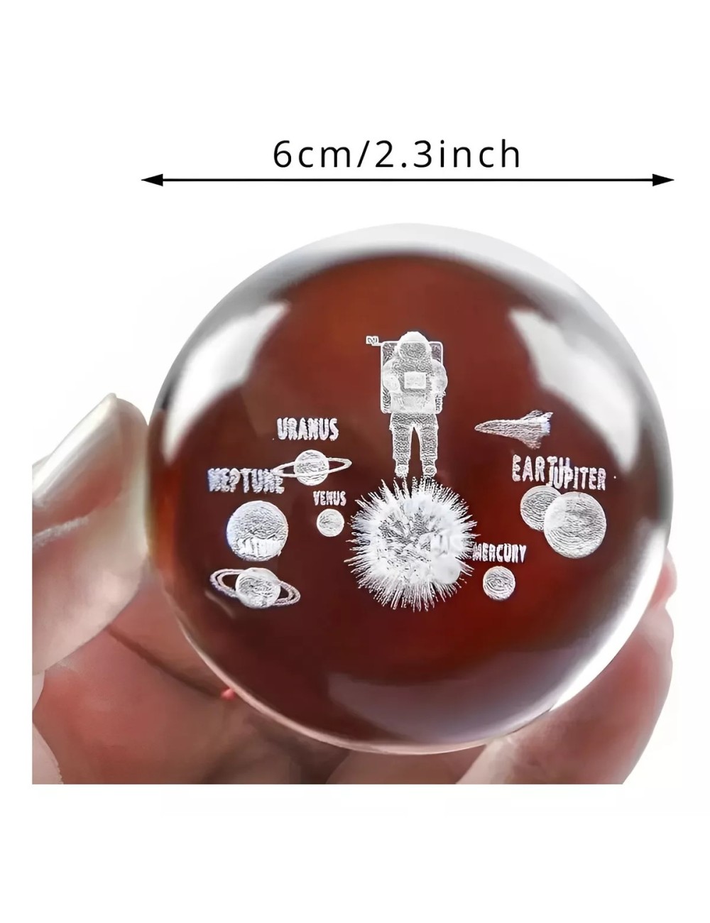 Lampara De Cristal Bola 3d Astronauta Planetas Base Madera