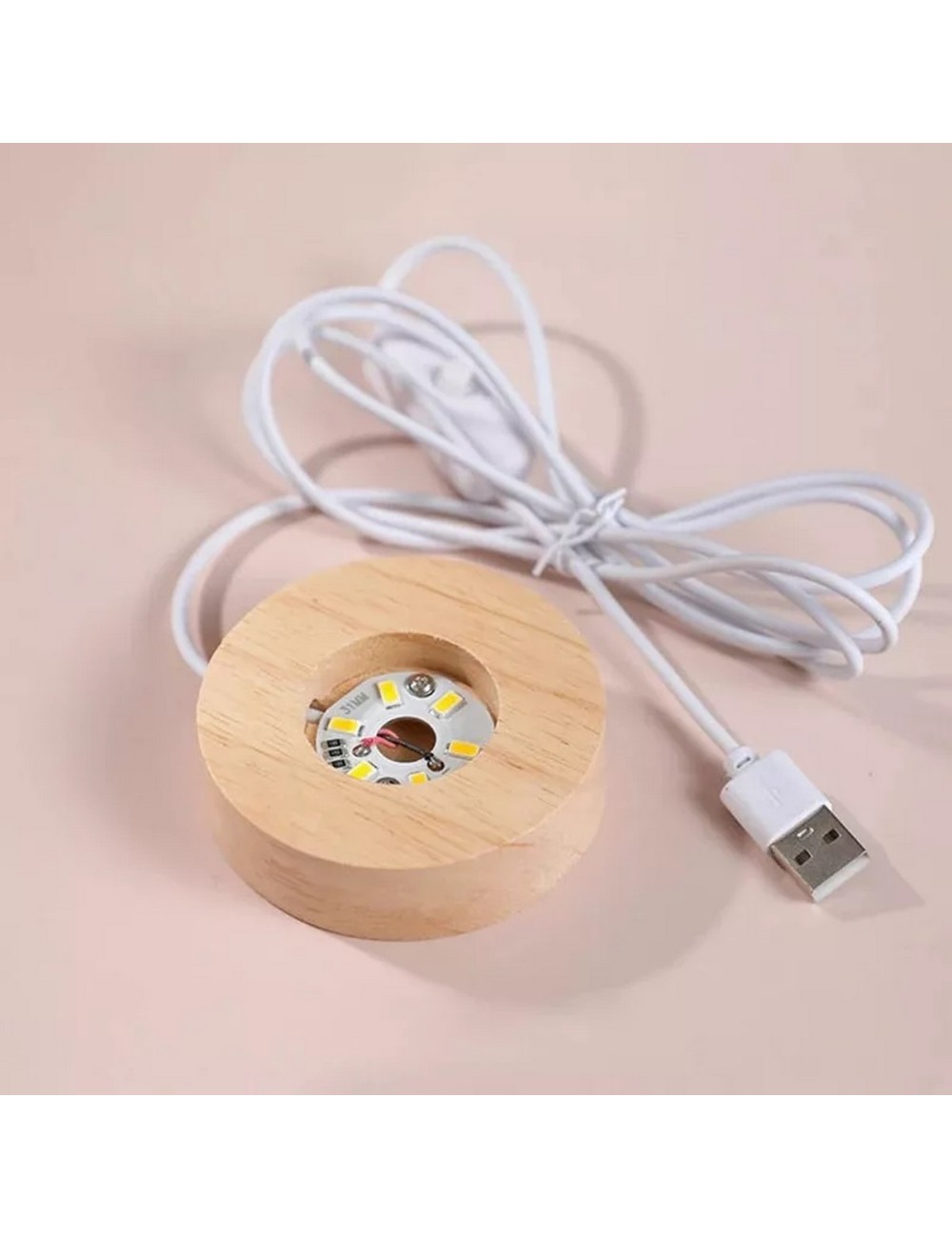 Lampara De Cristal Bola 3d Astronauta Planetas Base Madera