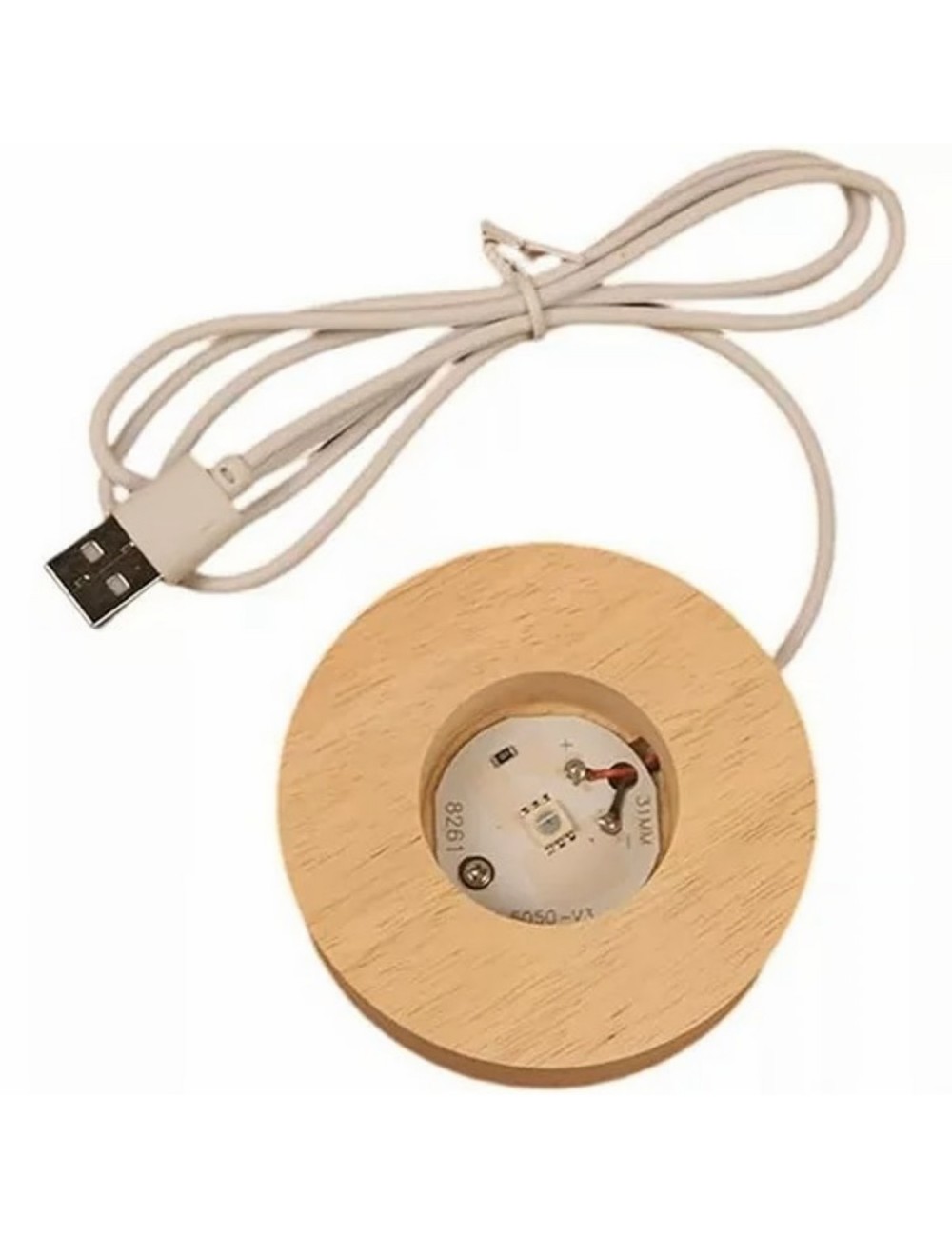 Lampara De Cristal Bola 3d Luna Cosmo Luz Calida Base Madera