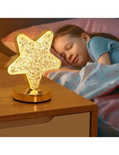 Lámpara De Mesa Recargable Estrella Tactil Luz Calida Mixta