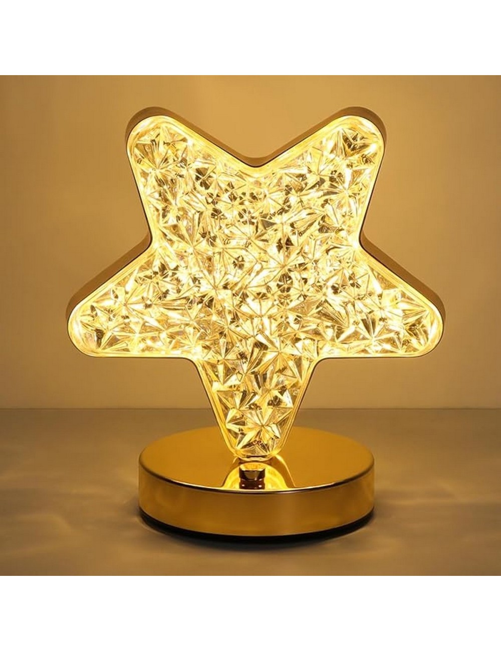 Lámpara De Mesa Recargable Estrella Tactil Luz Calida Mixta