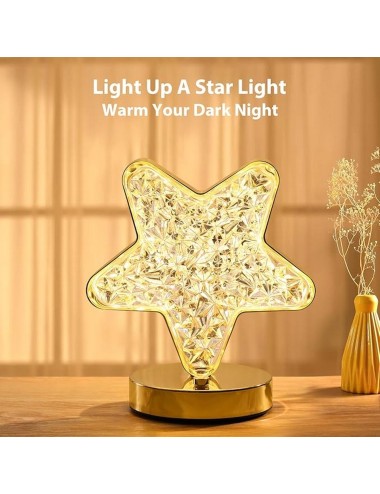 Lámpara De Mesa Recargable Estrella Tactil Luz Calida Mixta