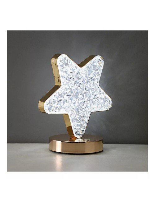 Lámpara De Mesa Recargable Estrella Tactil Luz Calida Mixta