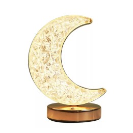 Lámpara De Mesa Recargable Luna 3d Tactil Luz Calida Mixta