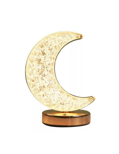 Lámpara De Mesa Recargable Luna 3d Tactil Luz Calida Mixta