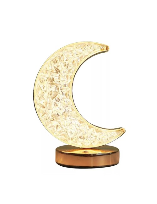 Lámpara De Mesa Recargable Luna 3d Tactil Luz Calida Mixta