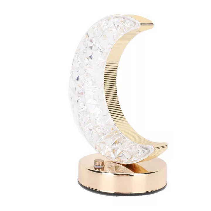 Lámpara De Mesa Recargable Luna 3d Tactil Luz Calida Mixta