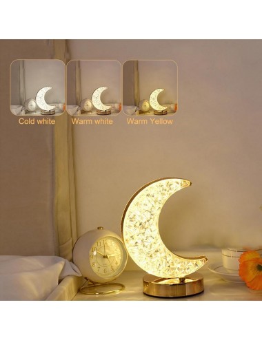 Lámpara De Mesa Recargable Luna 3d Tactil Luz Calida Mixta