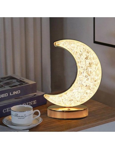 Lámpara De Mesa Recargable Luna 3d Tactil Luz Calida Mixta