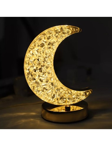 Lámpara De Mesa Recargable Luna 3d Tactil Luz Calida Mixta