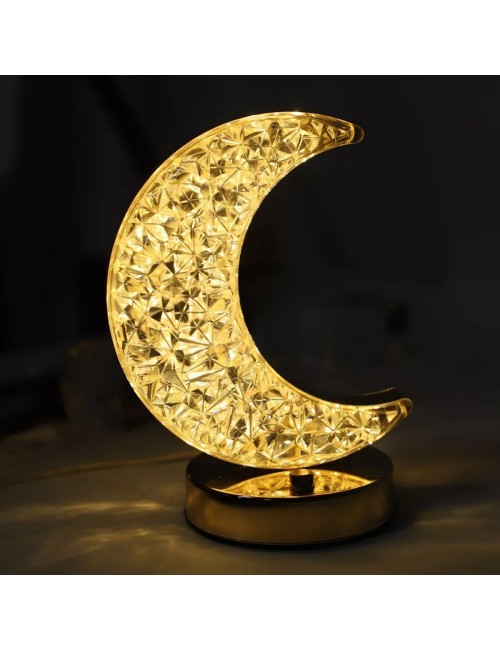 Lámpara De Mesa Recargable Luna 3d Tactil Luz Calida Mixta
