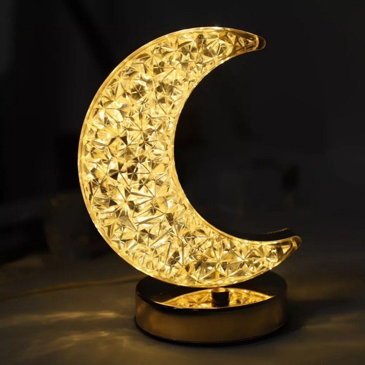 Lámpara De Mesa Recargable Luna 3d Tactil Luz Calida Mixta