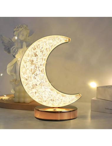 Lámpara De Mesa Recargable Luna 3d Tactil Luz Calida Mixta