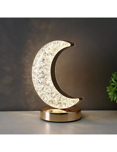 Lámpara De Mesa Recargable Luna 3d Tactil Luz Calida Mixta