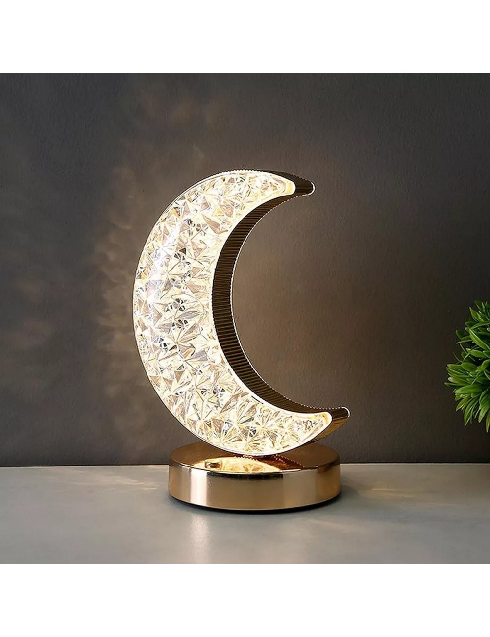 Lámpara De Mesa Recargable Luna 3d Tactil Luz Calida Mixta