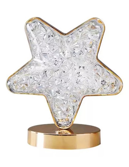 Lámpara De Mesa Recargable Estrella Tactil Luz Calida Mixta