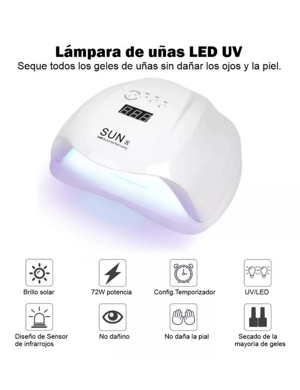 Lampara Led-uv De Uñas Gel Profesional Secado Rapido 48 Wats