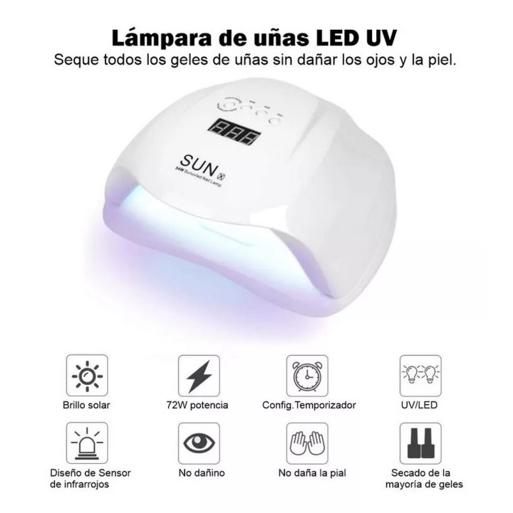 Lampara Led-uv De Uñas Gel Profesional Secado Rapido 48 Wats