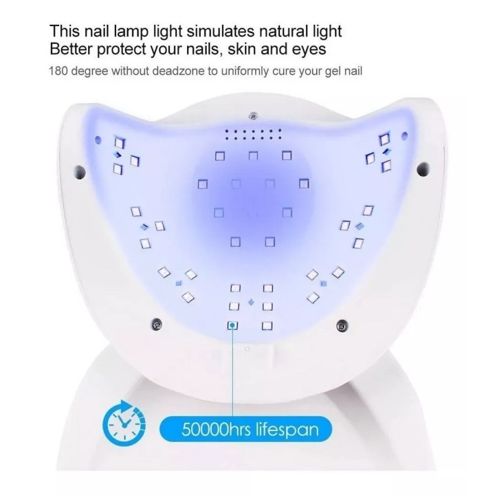 Lampara Led-uv De Uñas Gel Profesional Secado Rapido 48 Wats