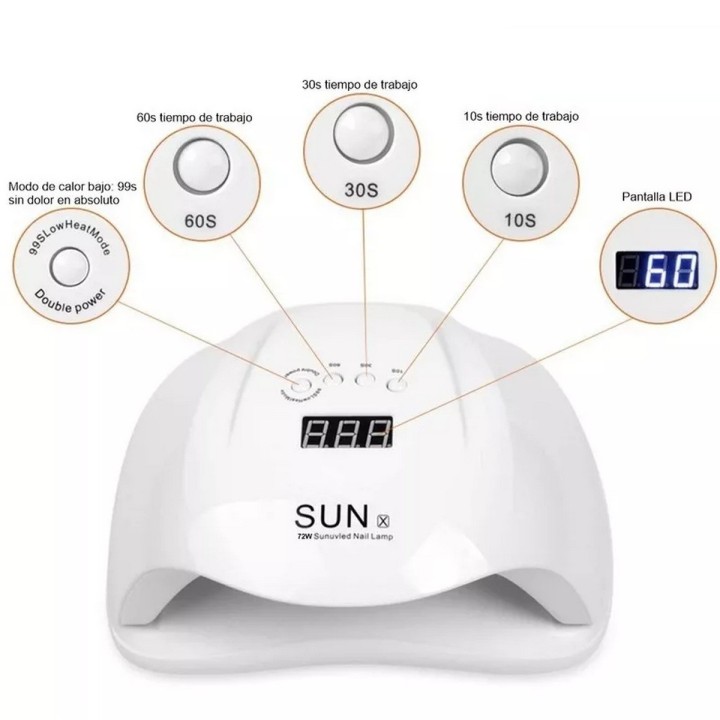 Lampara Led-uv De Uñas Gel Profesional Secado Rapido 48 Wats