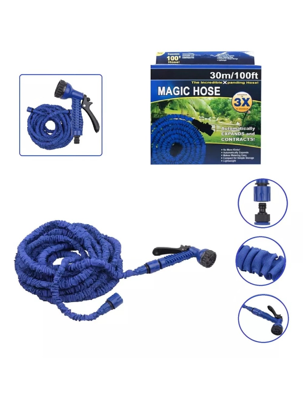 Manguera Expandible 30 Metros Flexible Aspersor Multiusos