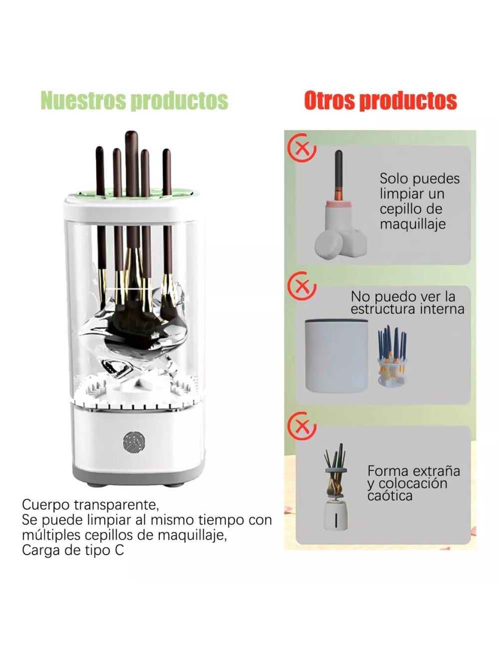 Limpiador Eléctrico Automático De Brochas De Maquillaje