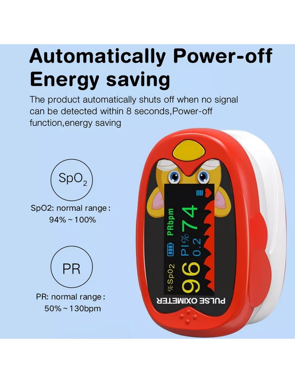 Oxímetro De Pulso Ritmo Cardiaco Para Bebes Niños Recargable