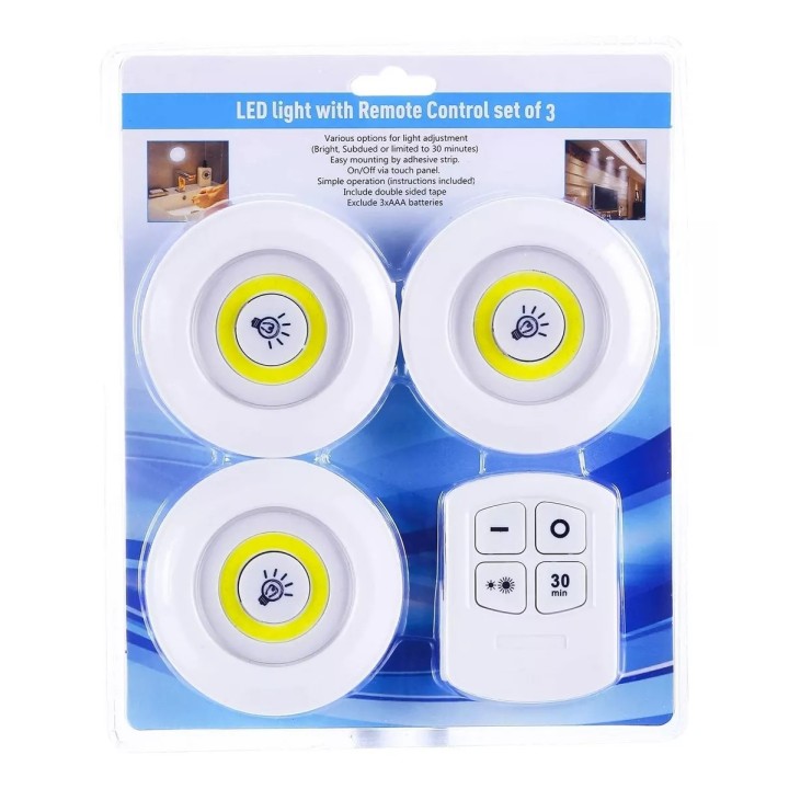 Juego Bombilla X3 Luces Led Inalámbrica Con Control De Mando