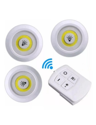 Juego Bombilla X3 Luces Led Inalámbrica Con Control De Mando