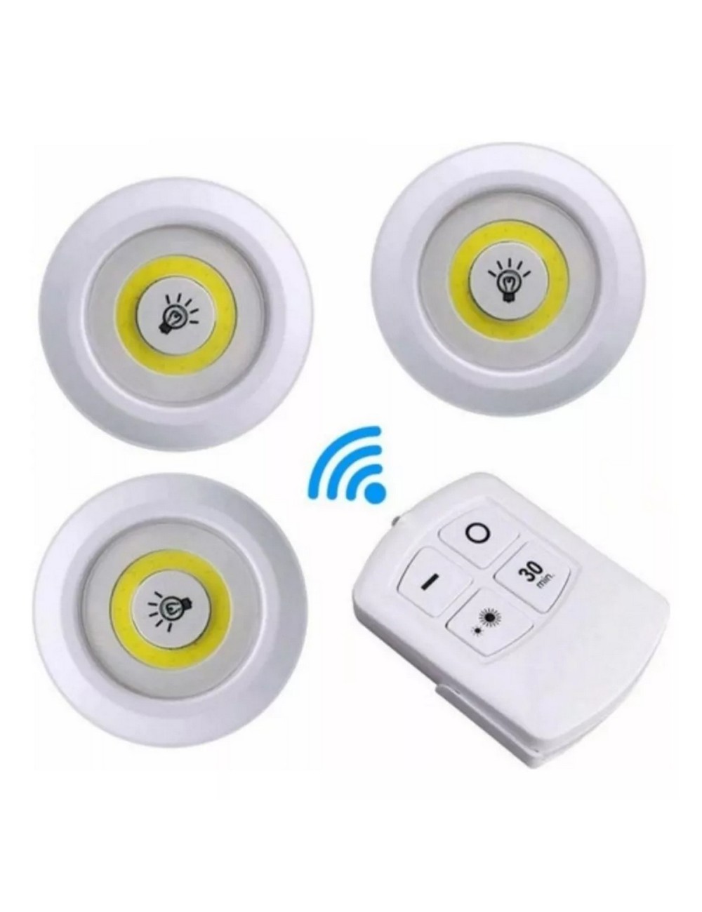 Juego Bombilla X3 Luces Led Inalámbrica Con Control De Mando