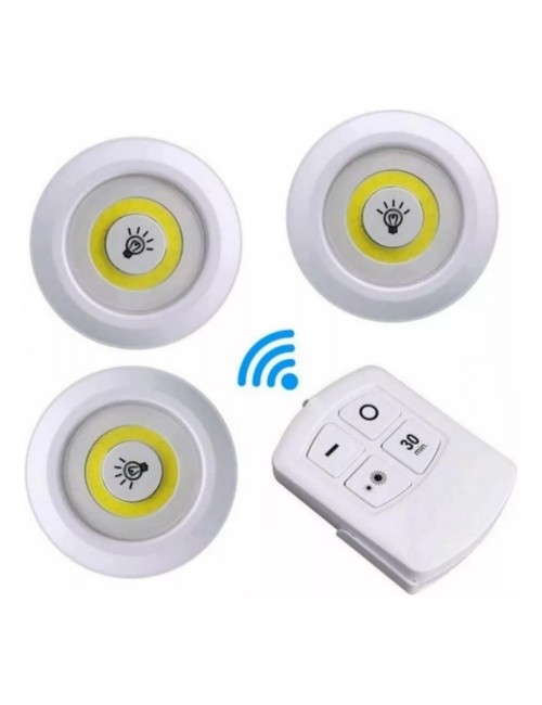 Juego Bombilla X3 Luces Led Inalámbrica Con Control De Mando