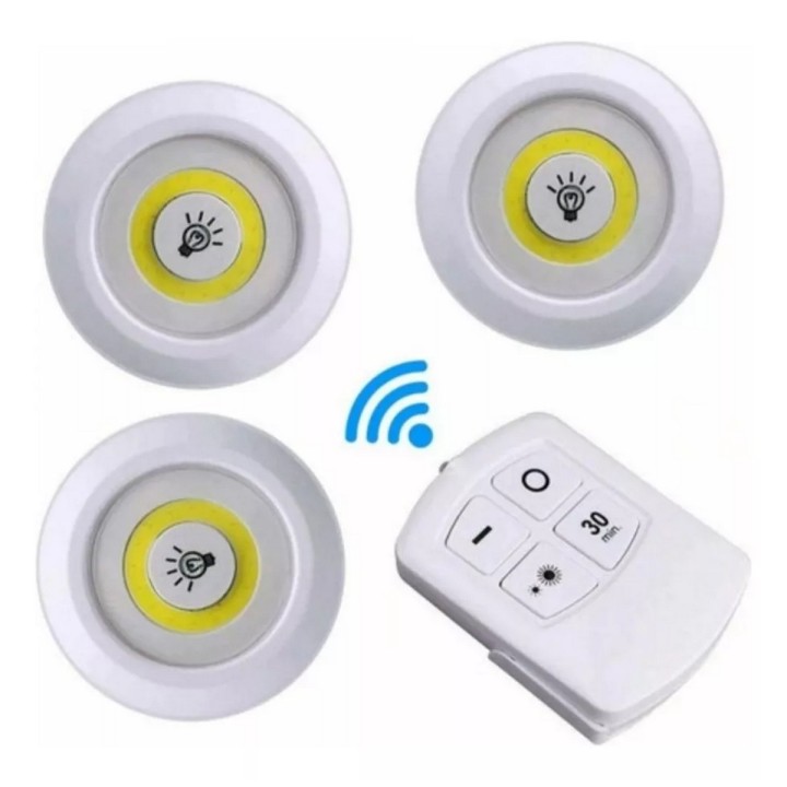 Juego Bombilla X3 Luces Led Inalámbrica Con Control De Mando