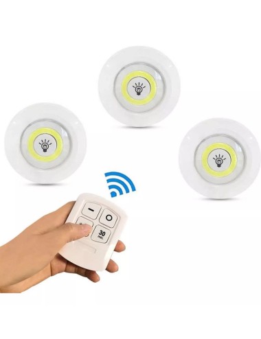 Juego Bombilla X3 Luces Led Inalámbrica Con Control De Mando