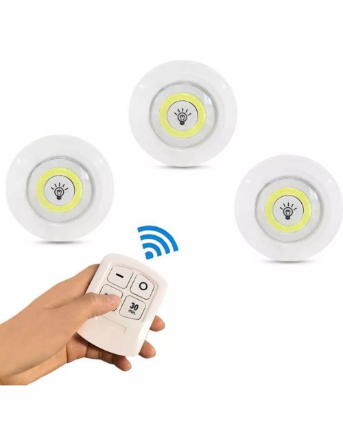 Juego Bombilla X3 Luces Led Inalámbrica Con Control De Mando