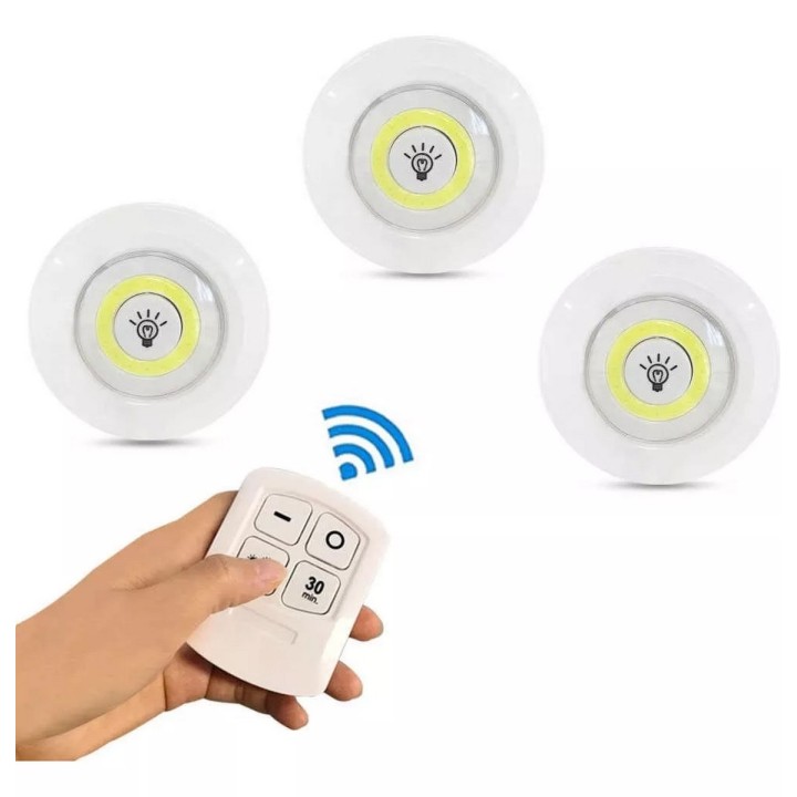 Juego Bombilla X3 Luces Led Inalámbrica Con Control De Mando