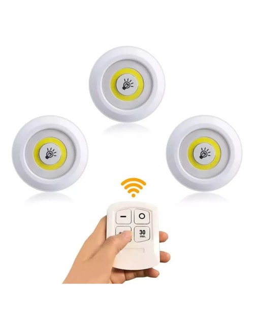 Juego Bombilla X3 Luces Led Inalámbrica Con Control De Mando