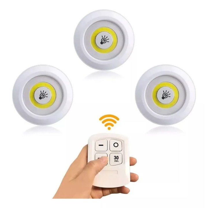 Juego Bombilla X3 Luces Led Inalámbrica Con Control De Mando