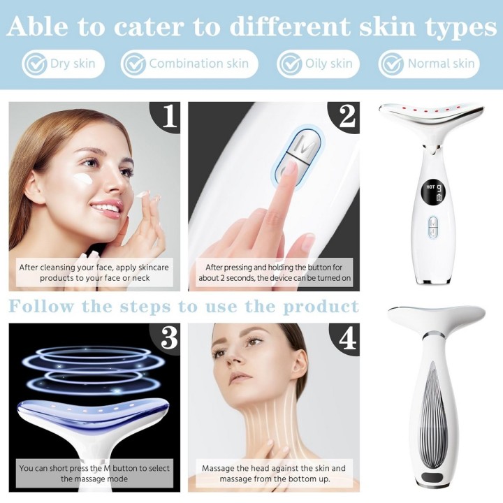 Masajeador Facial Y Cuello Portatil Recargable Beauty Face