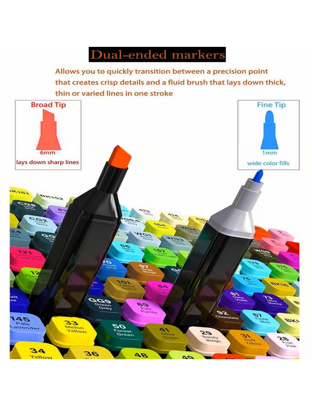 Marcadores Doble Punta Plumones Punta Pincel 168 Colores