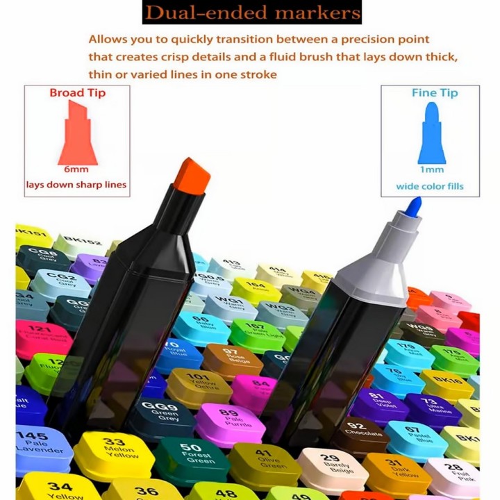 Marcadores Doble Punta Plumones Punta Pincel 168 Colores