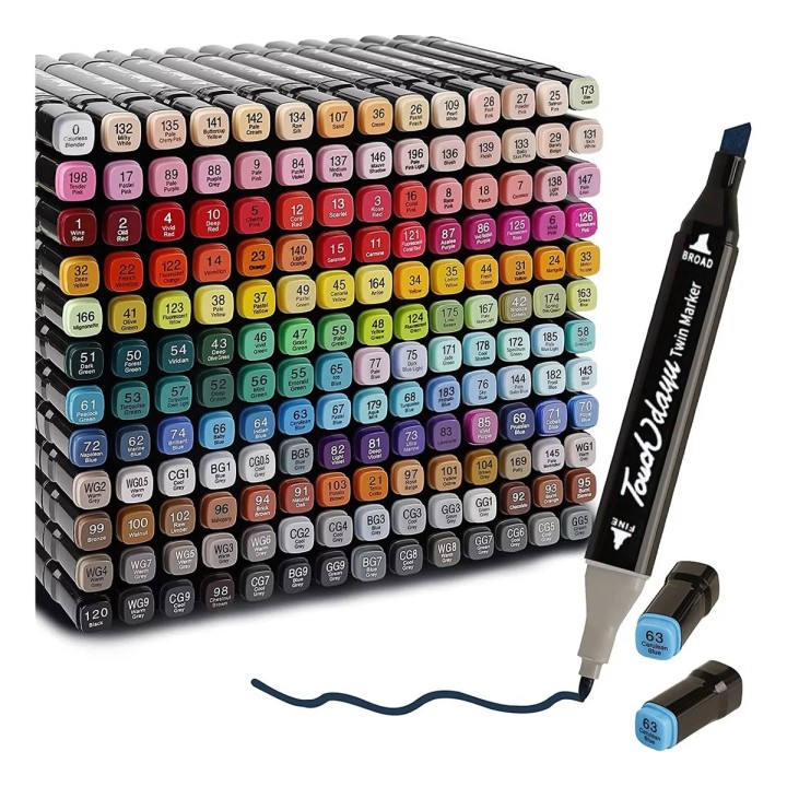Marcadores Doble Punta Plumones Punta Pincel 168 Colores