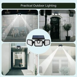 Lampara Led Solar 3 Cabezales Con Sensor De Movimiento