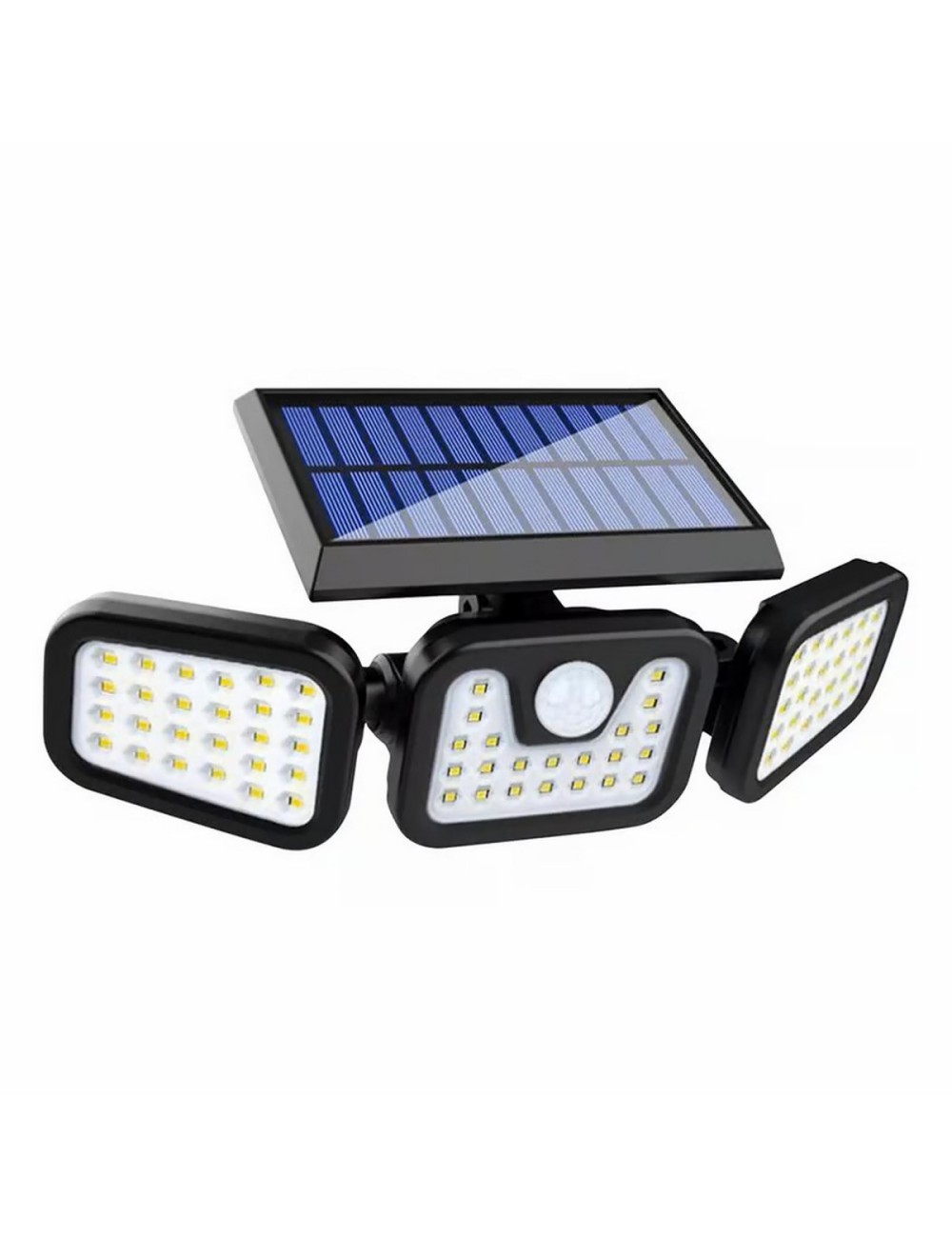 Lampara Led Solar 3 Cabezales Con Sensor De Movimiento