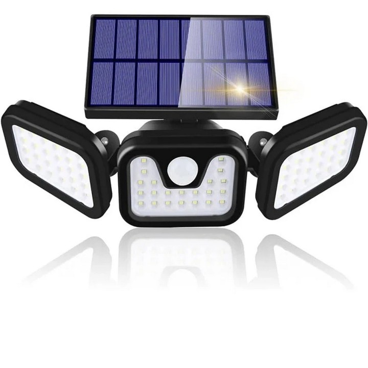 Lampara Led Solar 3 Cabezales Con Sensor De Movimiento