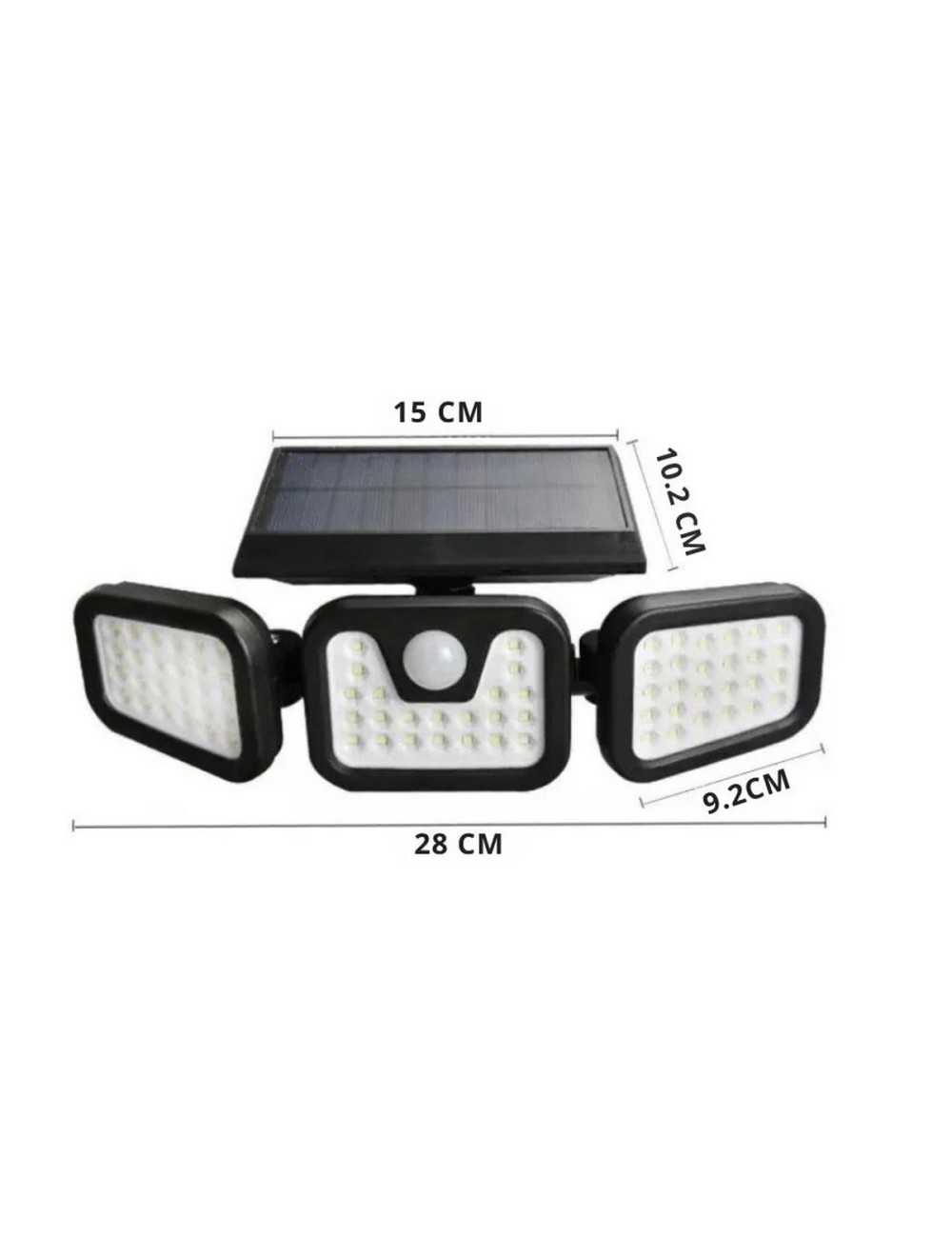 Lampara Led Solar 3 Cabezales Con Sensor De Movimiento